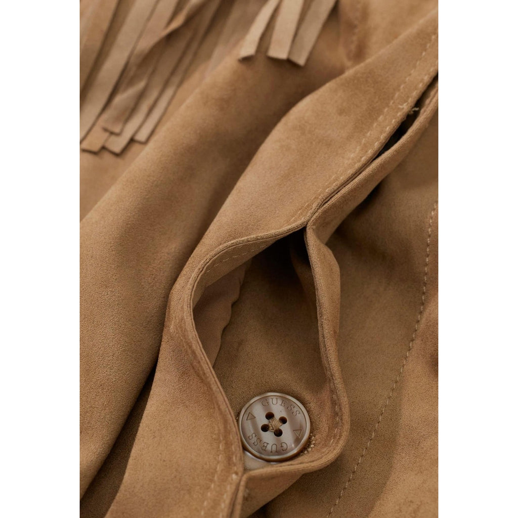 Giacca cropped effetto suede con frange