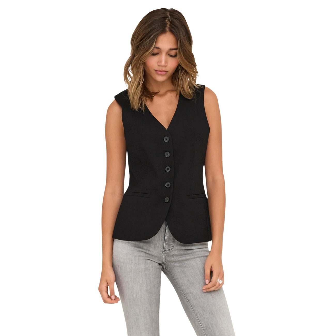 Gilet sartoriale nero con bottoni