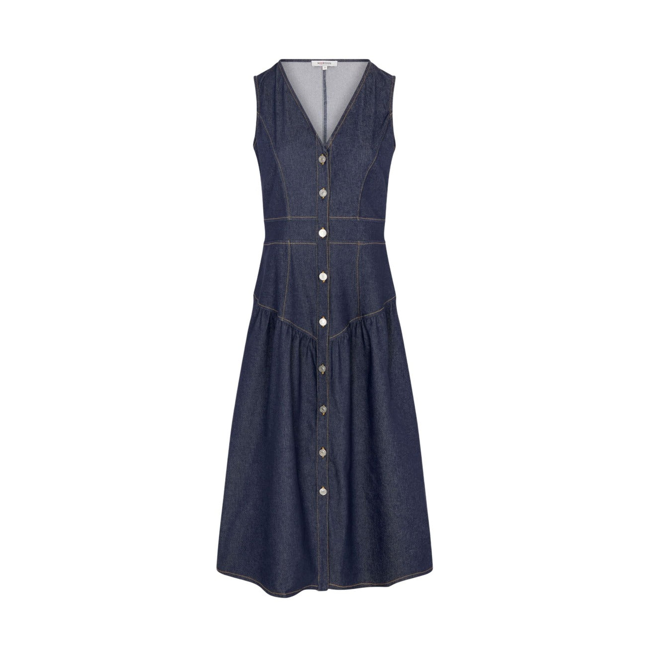 Abito midi in denim con bottoni