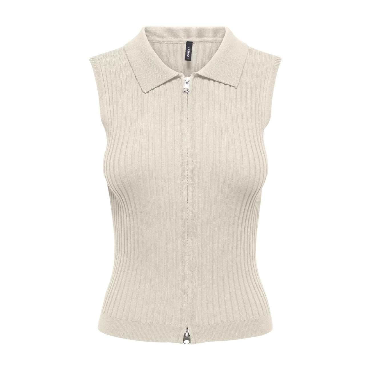 Top a costine verde militare con zip