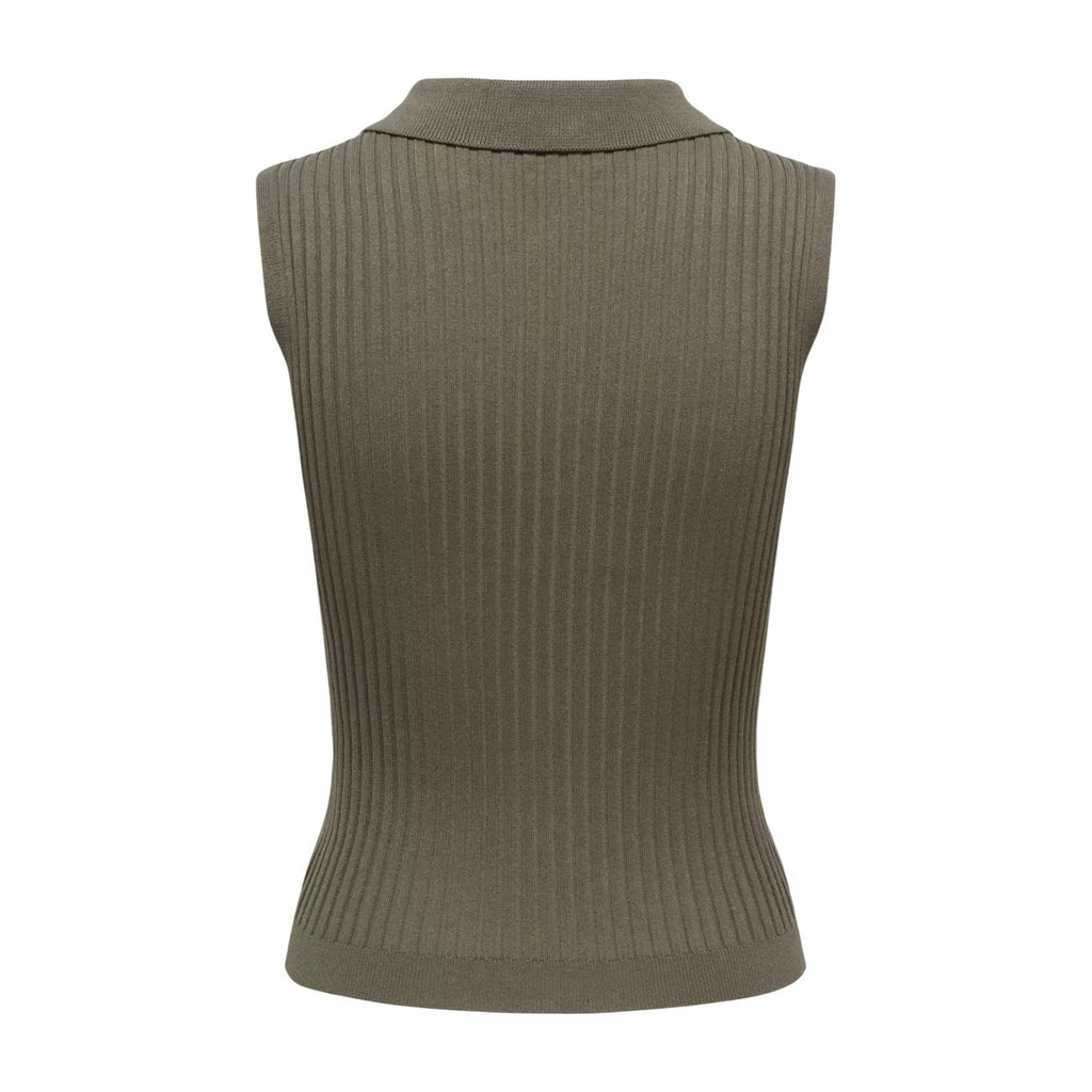 Top a costine verde militare con zip