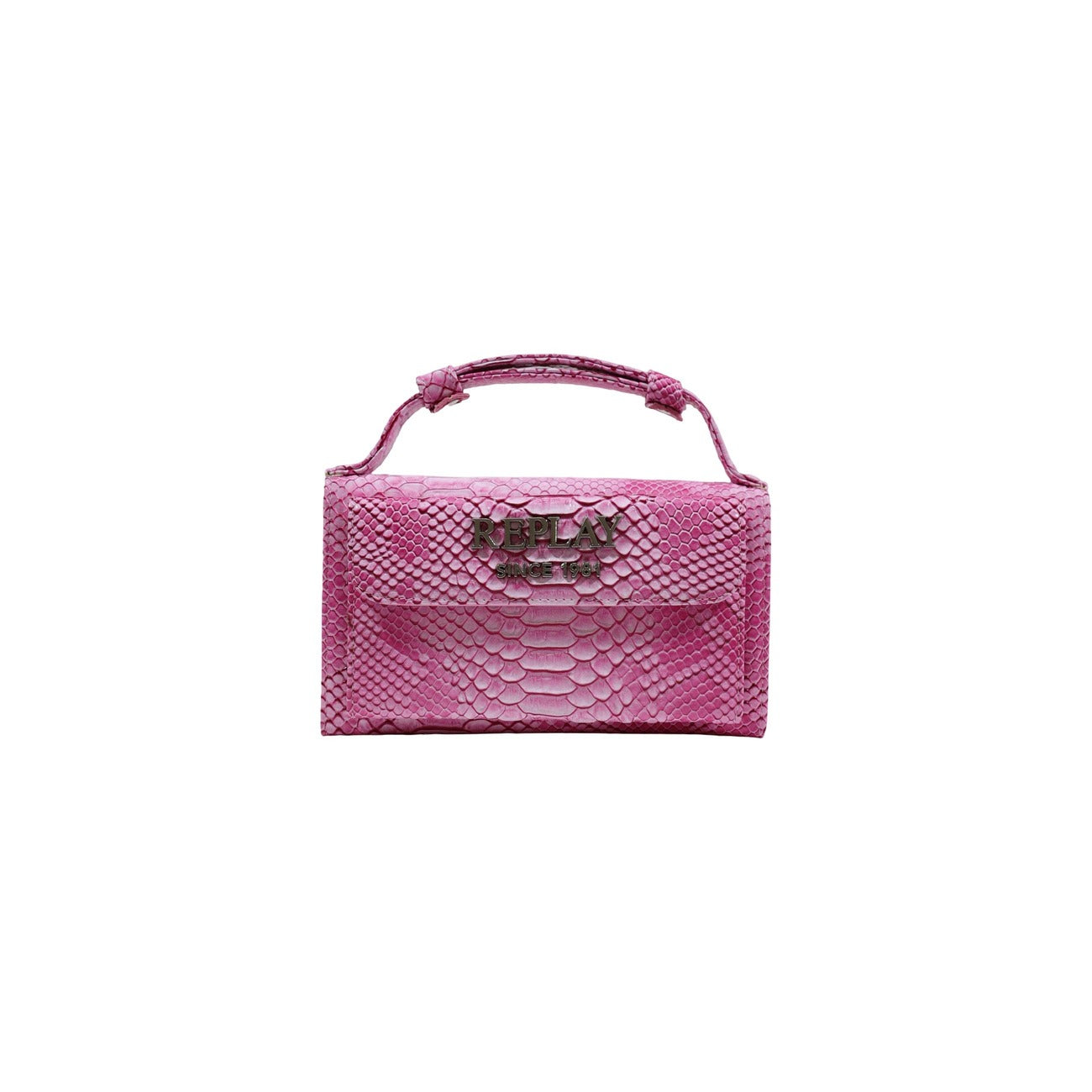 Borsa mini fucsia effetto pitonato