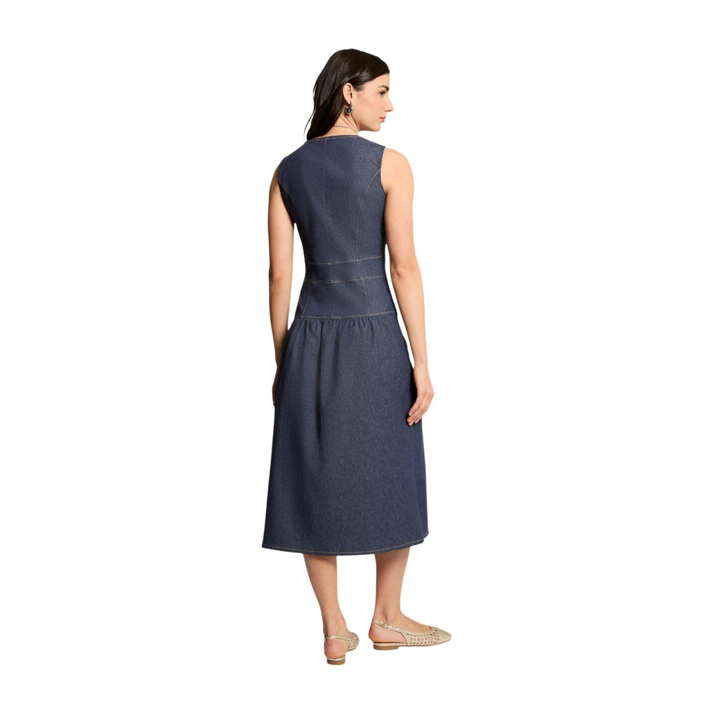 Abito midi in denim con bottoni