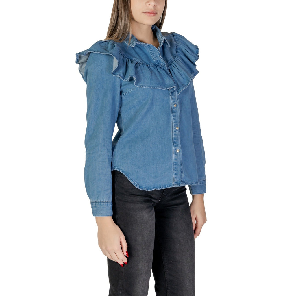Camicia denim rouches